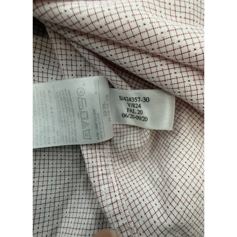 Banana Republic Mens M Untucked Slim Fit Non Iron Pink Gingham Shirt 424357-30